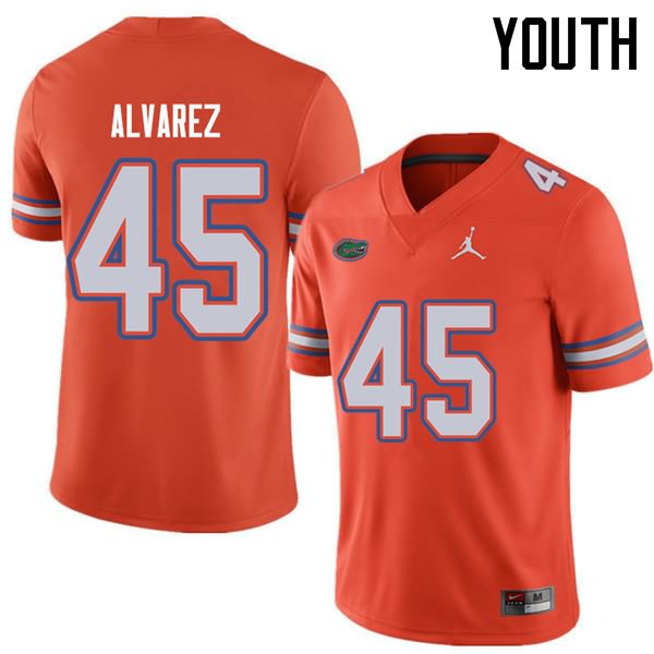 NCAA Florida Gators Carlos Alvarez Youth #45 Jordan Brand Orange Stitched Authentic College Football Jersey IZO7364FF